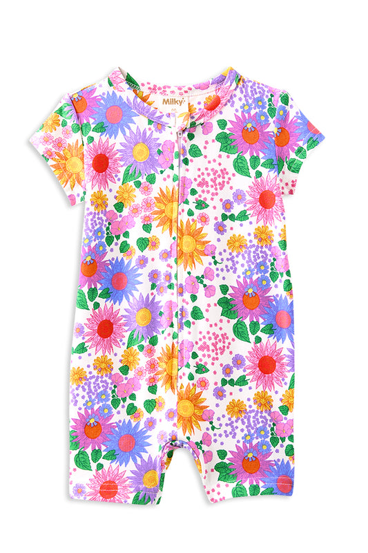 Sunshine Floral Zip Romper