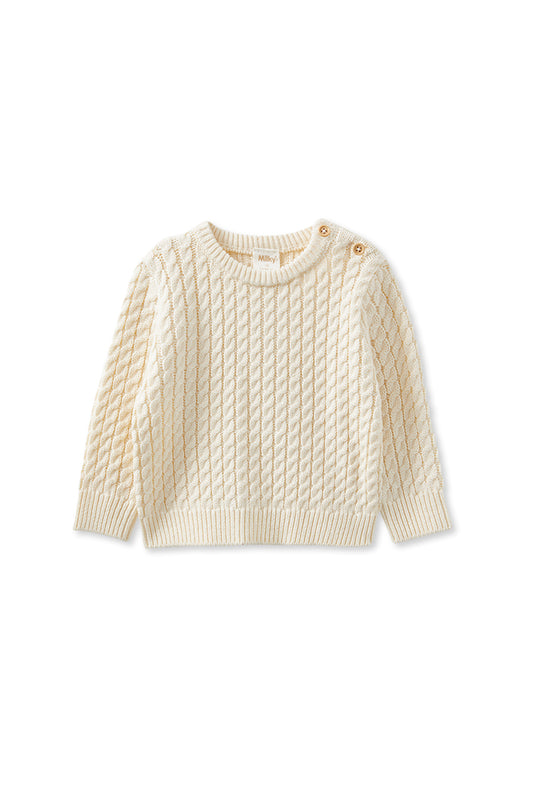 Natural Cable Knit Jumper - Lucky Last! (Size 12-18m)