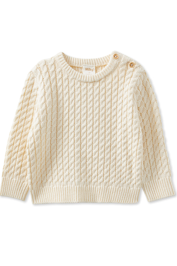 Natural Cable Knit Jumper - Lucky Last! (Size 12-18m)