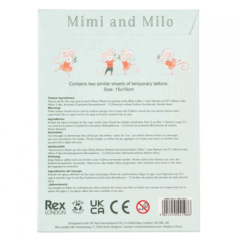 Mimi and Milo Temporary Tattoos