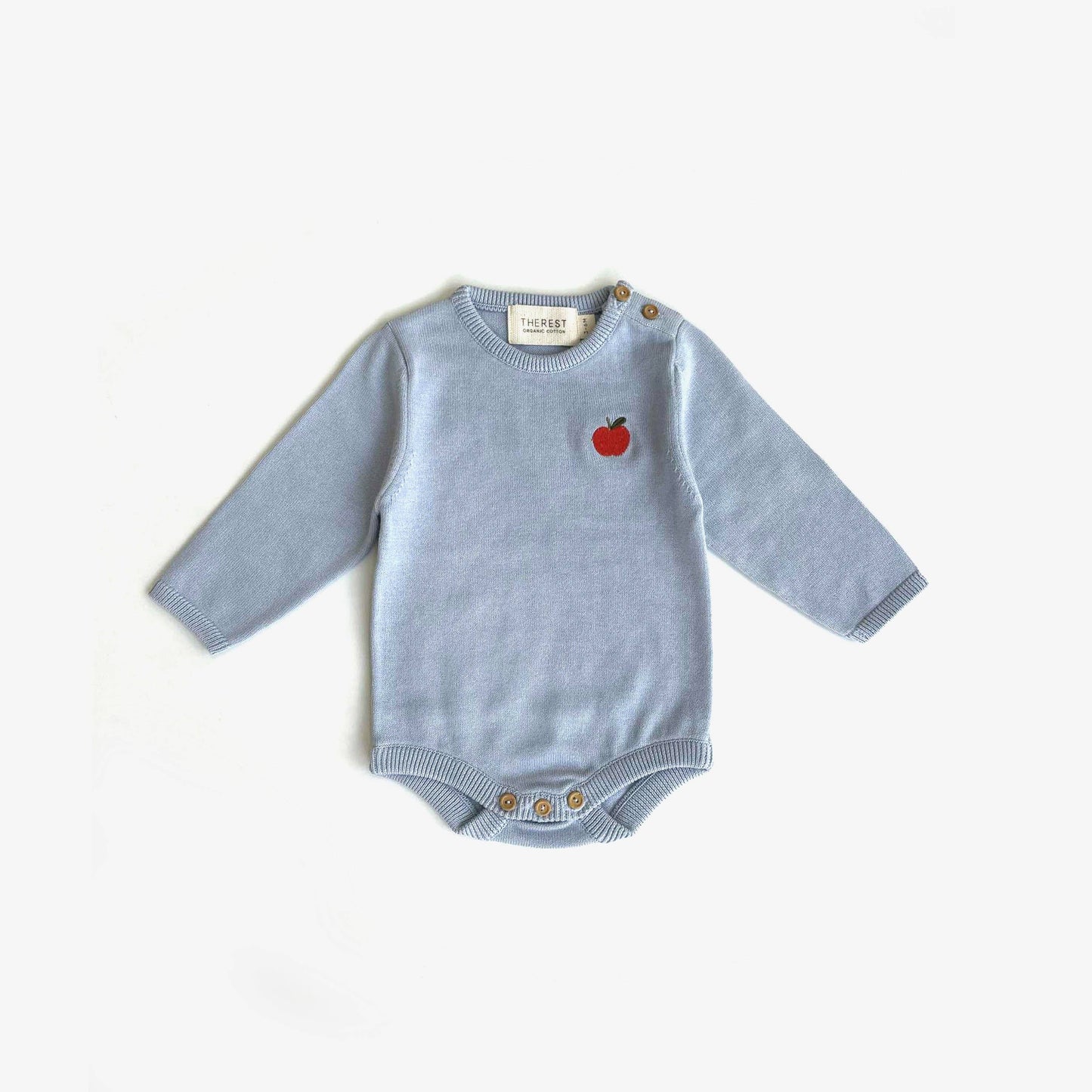 Knit Bodysuit - Sky Blue with apple