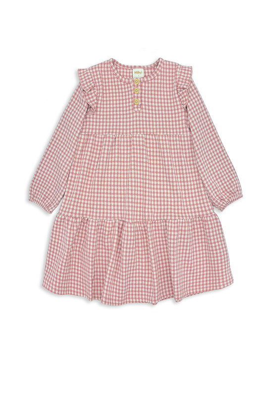 Rose Check Frill Dress - Lucky Last! (Size 6)