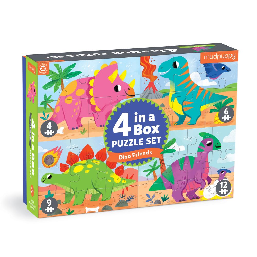 4 in a Box Puzzle Set – Dino Friends