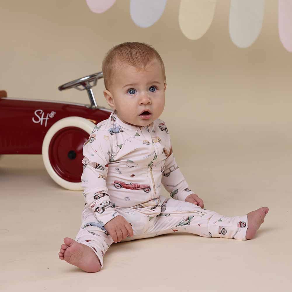 Vintage Cars Organic Snugglesuit Convertible Romper