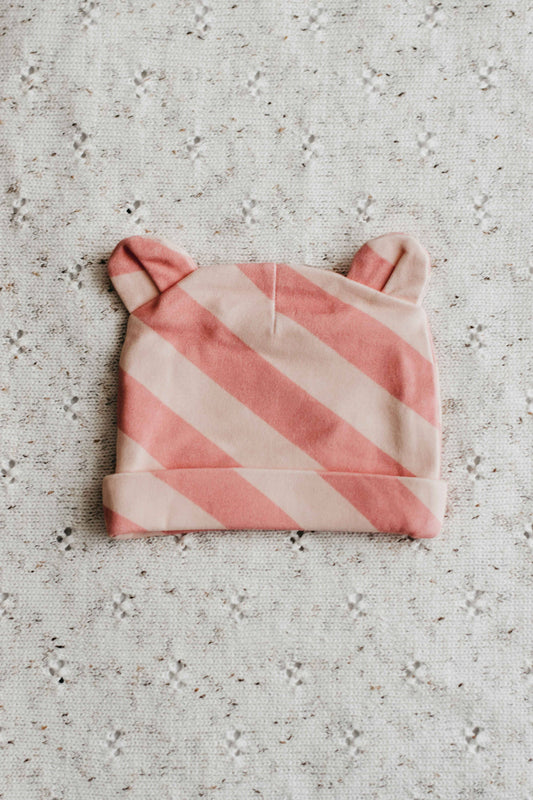 Newborn Beanie - Candy Pink Stripe