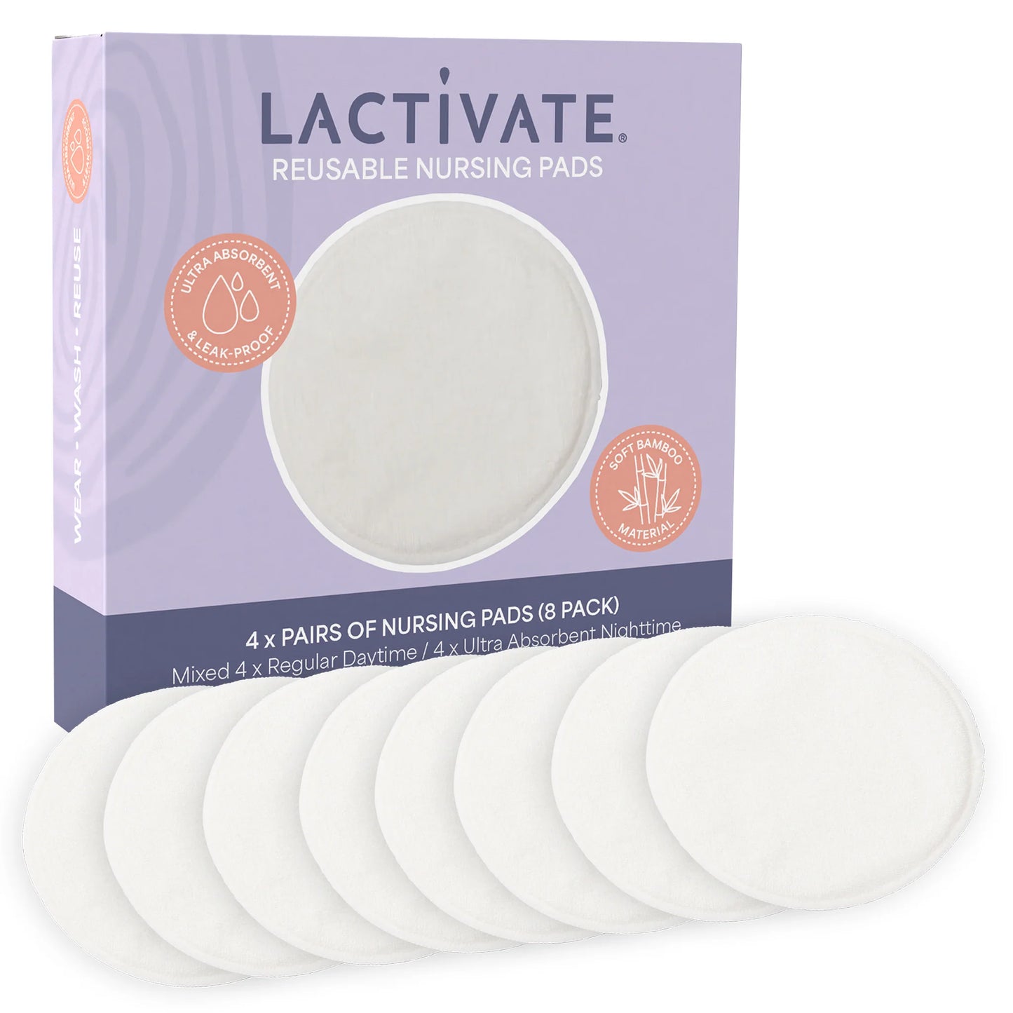Lactivate Reusable Night Nursing Pads | 8 Pack