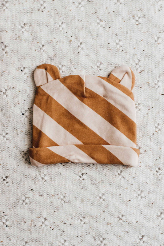 Newborn Beanie - Caramel Stripe