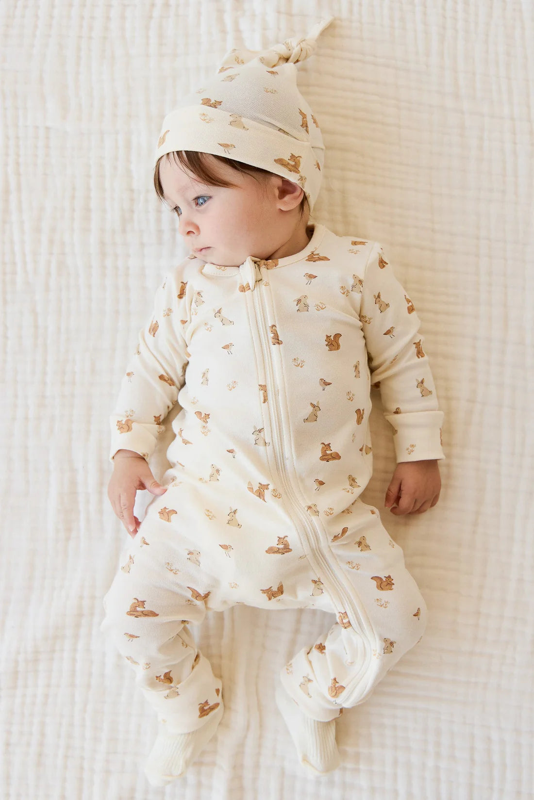 Organic Cotton Reese Zip Onepiece - Forest Friends