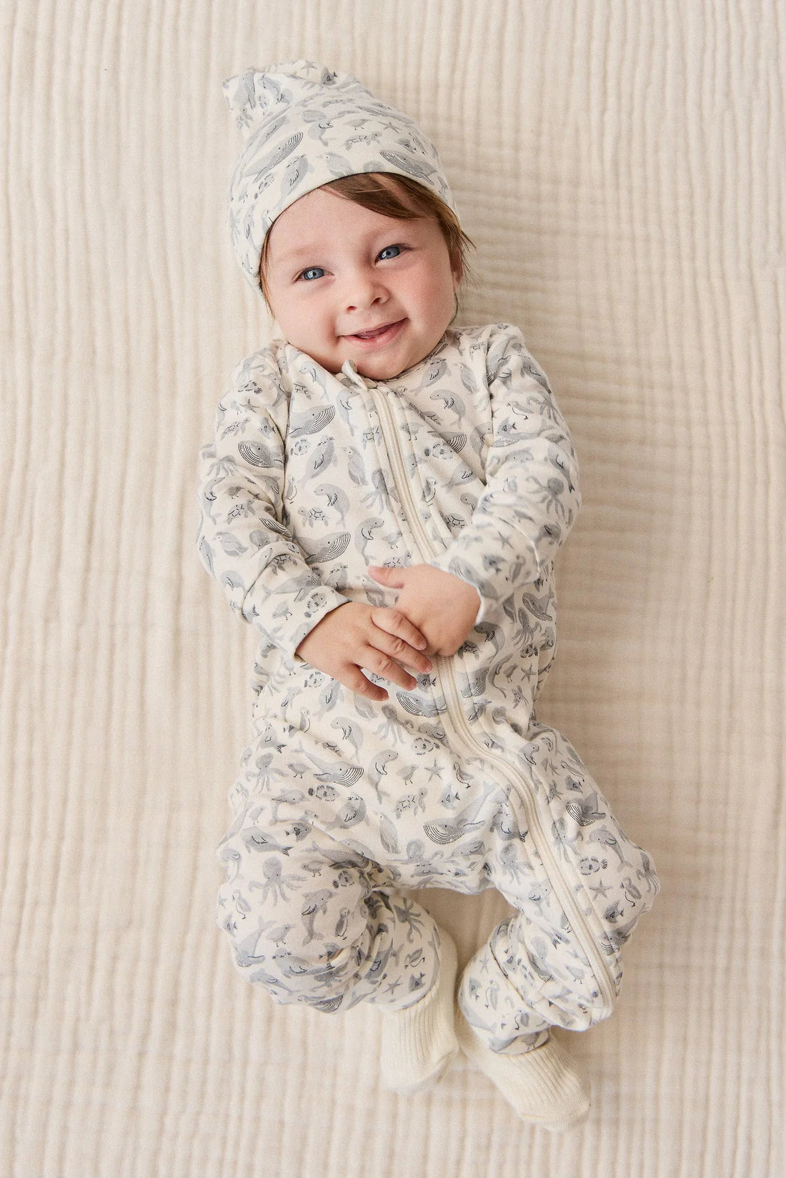 Organic Cotton Reese Zip Onepiece - Sea Life