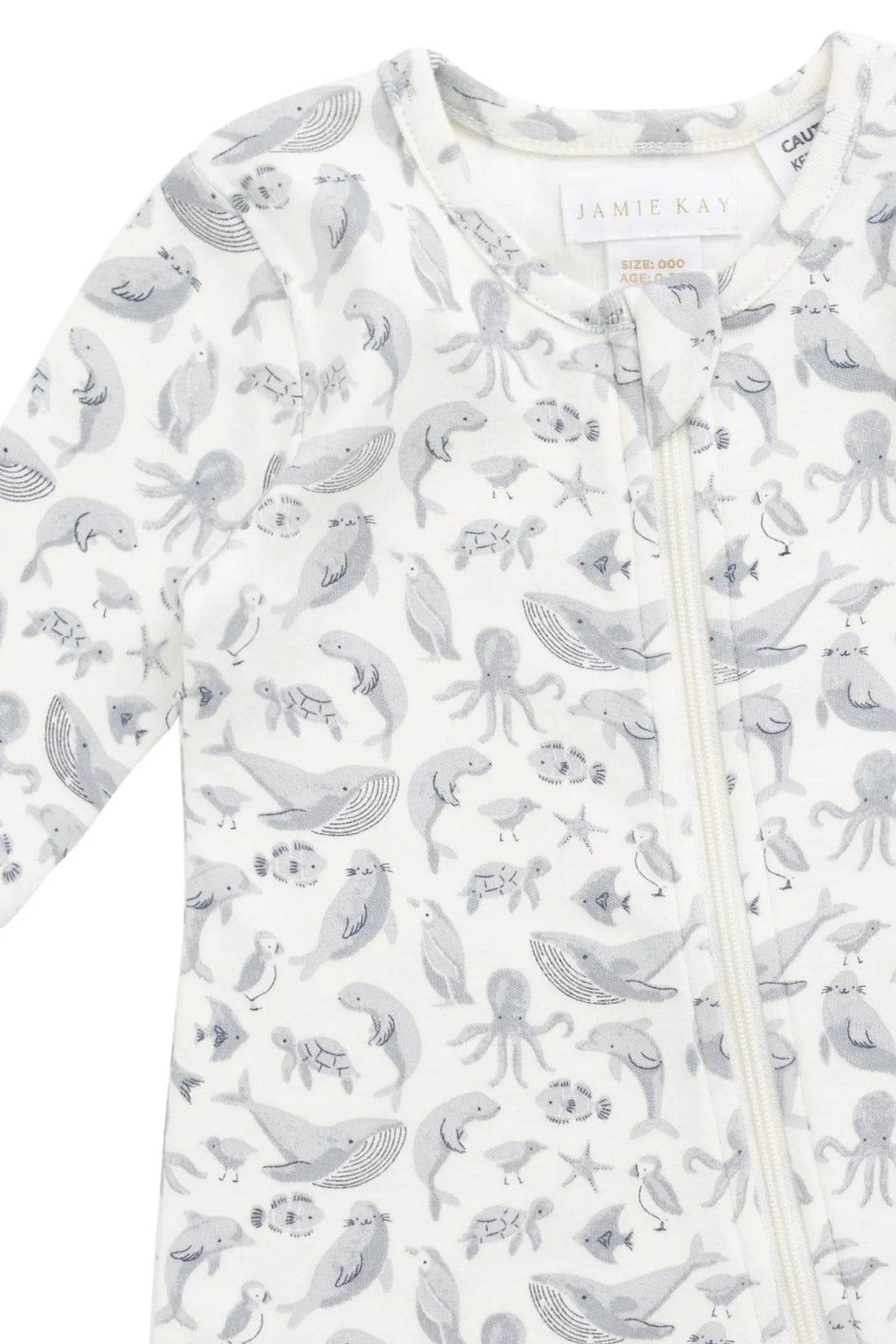 Organic Cotton Reese Zip Onepiece - Sea Life