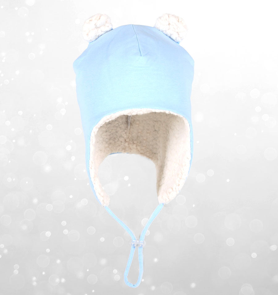 Fleecy Baby Beanie - Baby Blue Marle