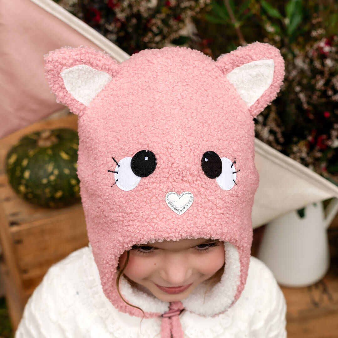 Kitty Snuggle Winter Beanie - Pink