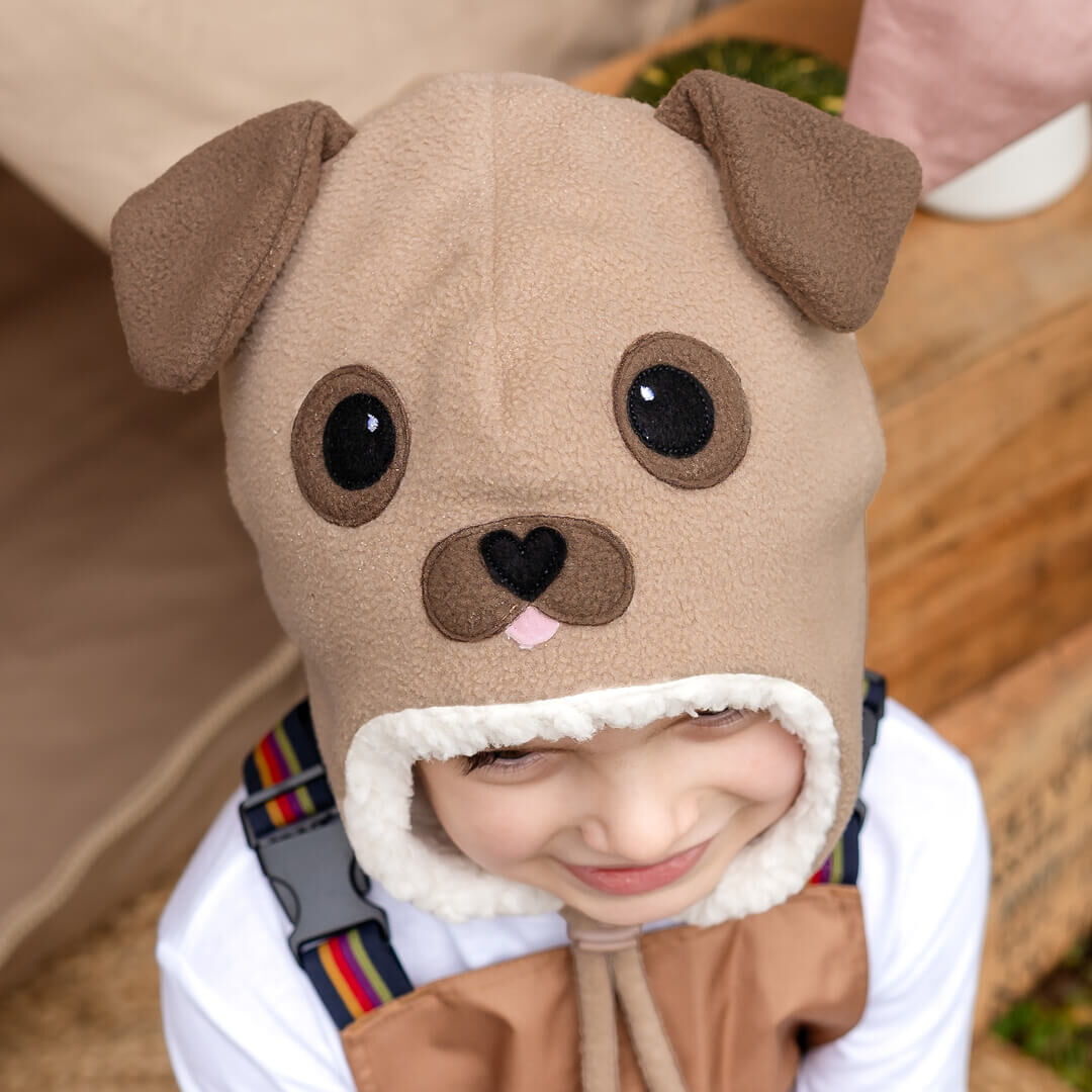 Puppy Fleecy Winter Beanie - Brown