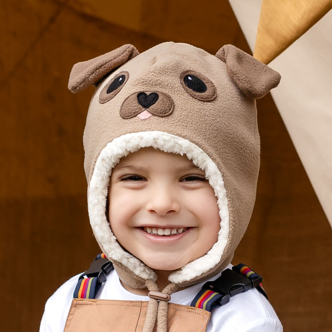 Puppy Fleecy Winter Beanie - Brown