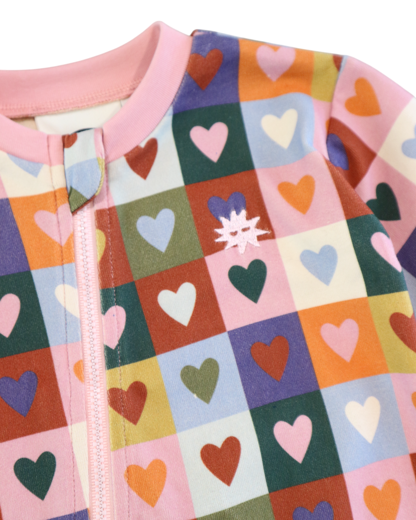 Heart Checkerboard Zip All-In-One