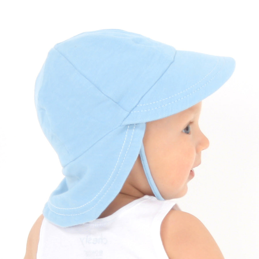 Baby Legionnaire Hat with Strap in Baby Blue in Size 0-3m