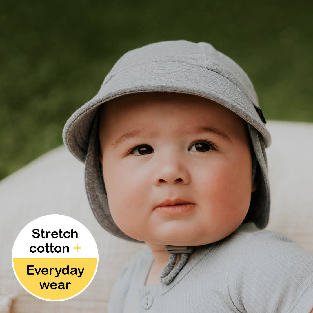 Baby Legionnaire Hat with Strap - Grey Marle