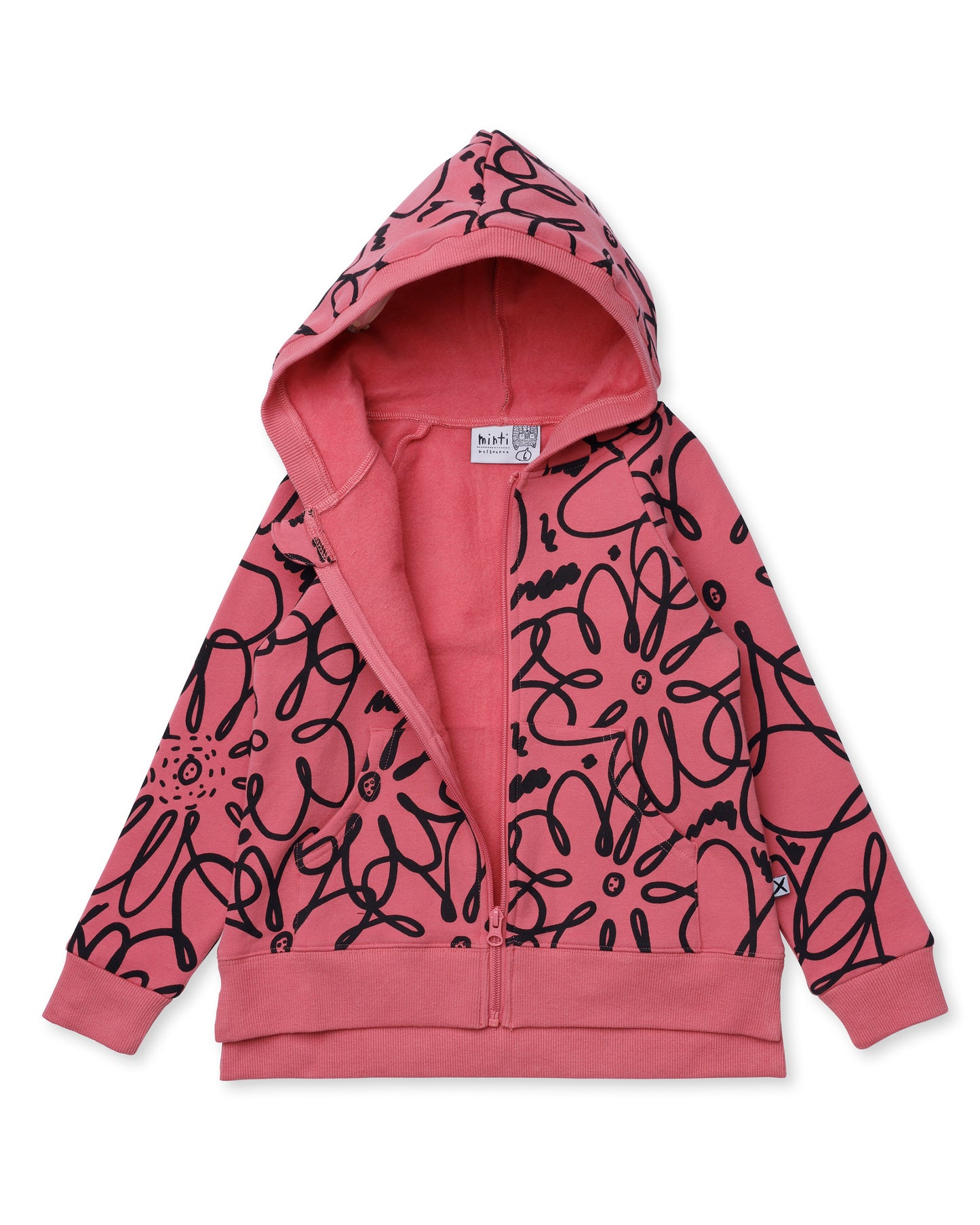 Flower Outline Furry Zip Up