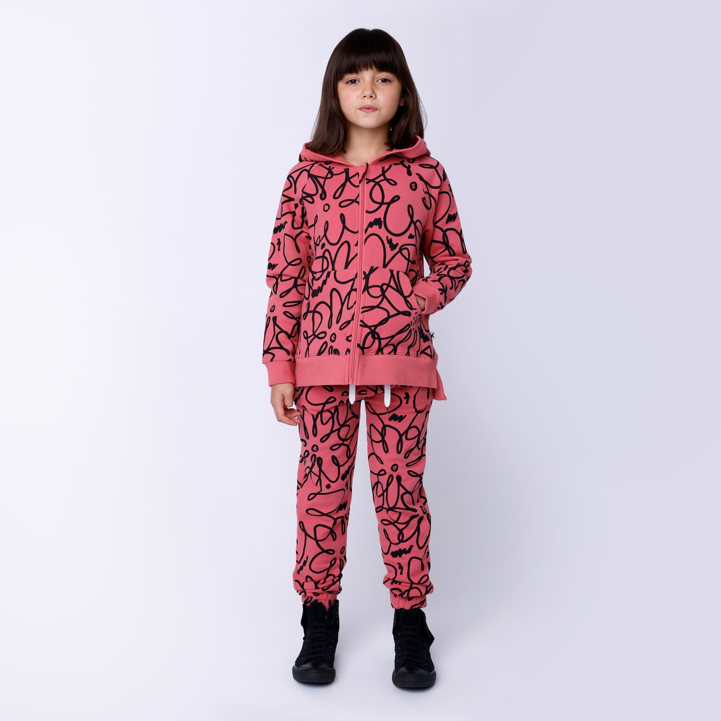 Flower Outline Furry Zip Up