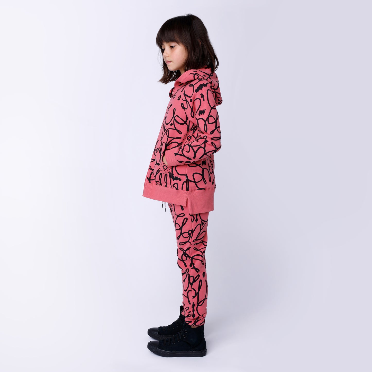 Flower Outline Furry Zip Up