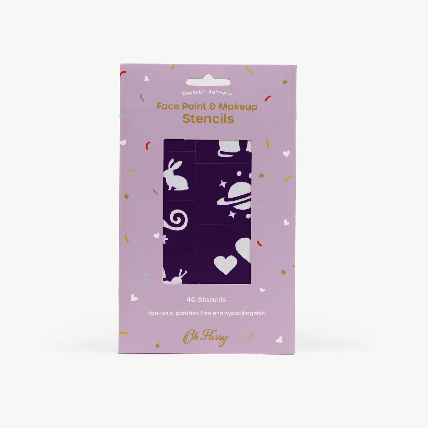 Oh Flossy Reusable Adhesive Face Paint & Makeup Stencils - Purple