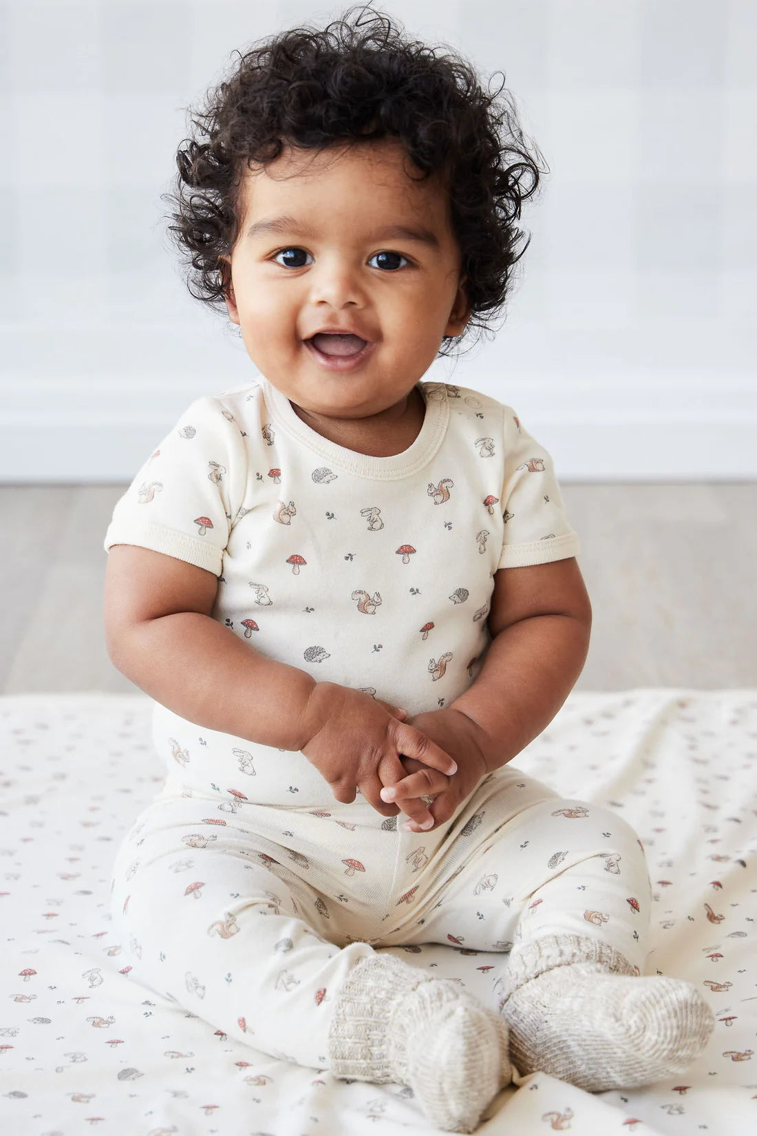 Organic Cotton Hudson Short Sleeve Bodysuit - Woodland Friends