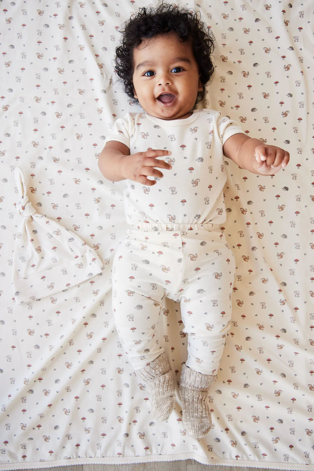 Organic Cotton Hudson Short Sleeve Bodysuit - Woodland Friends
