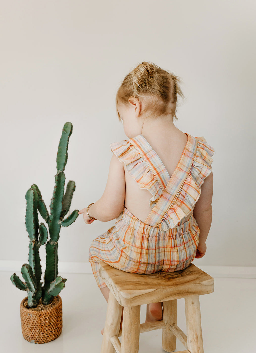 Rainbow Plaid Ruffle Dungarees