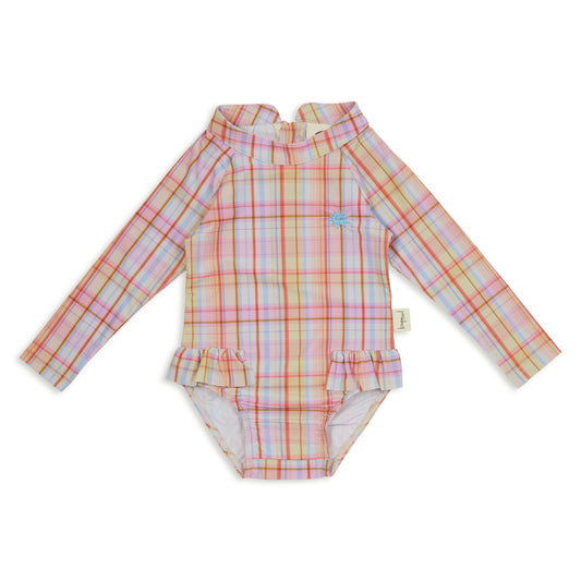 Rainbow Plaid Rashie Swimsuit UPF50+