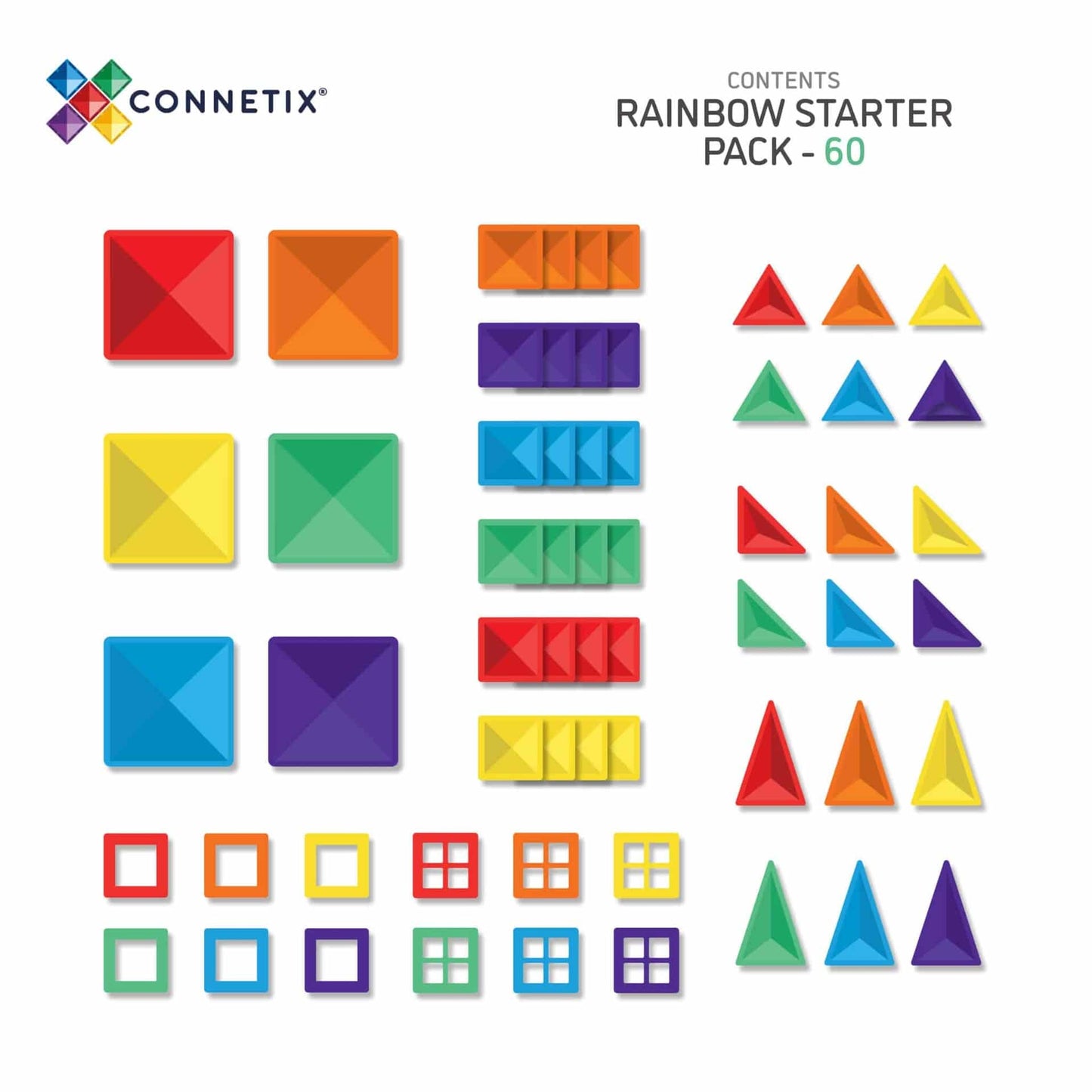 Connetix 62 Piece Rainbow Starter Pack