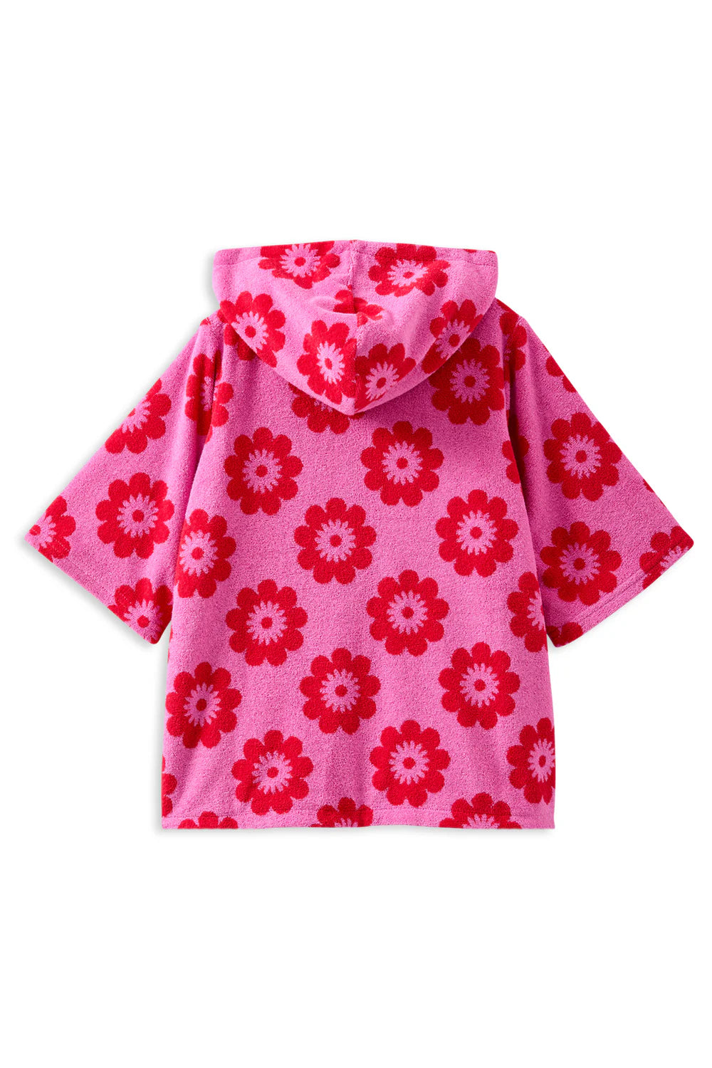 Red Floral Terry Towelling Cover Up