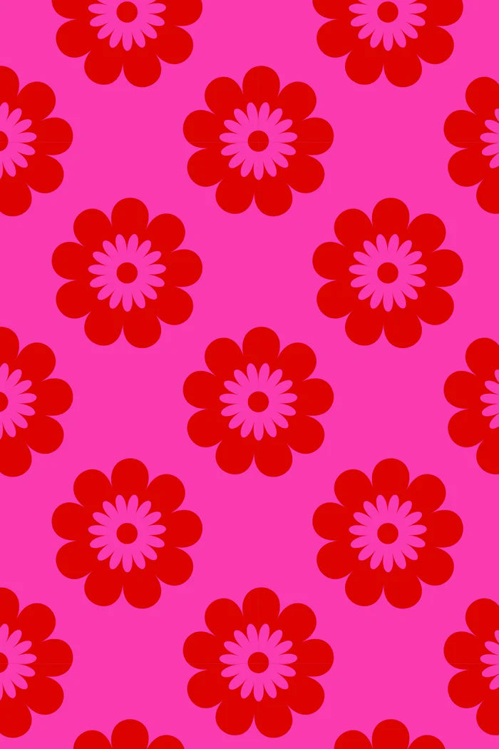 Red Floral Terry Towelling Cover Up