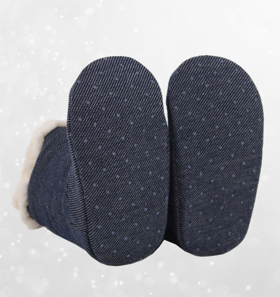 Fleecy Winter Booties - Denim
