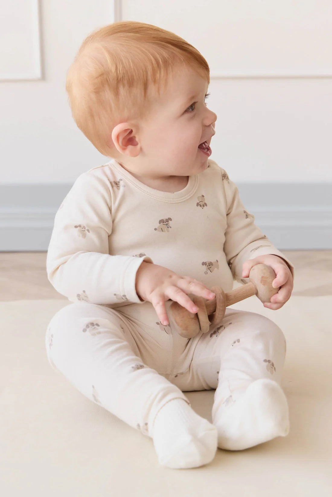 Organic Cotton Fernley Bodysuit - Sasha Puppy Tofu