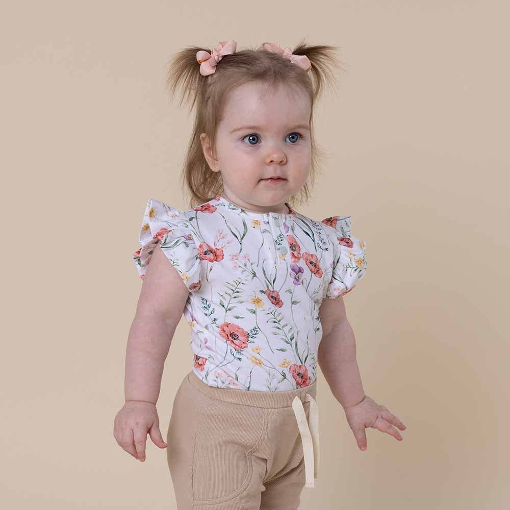 Meadow Short Sleeve Organic Bodysuit with Frill