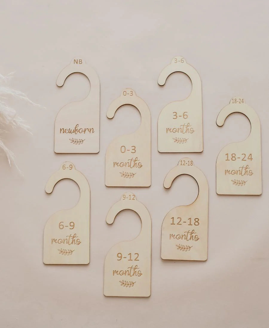 Baby Wardrobe Organising Hangers - Natural Wood