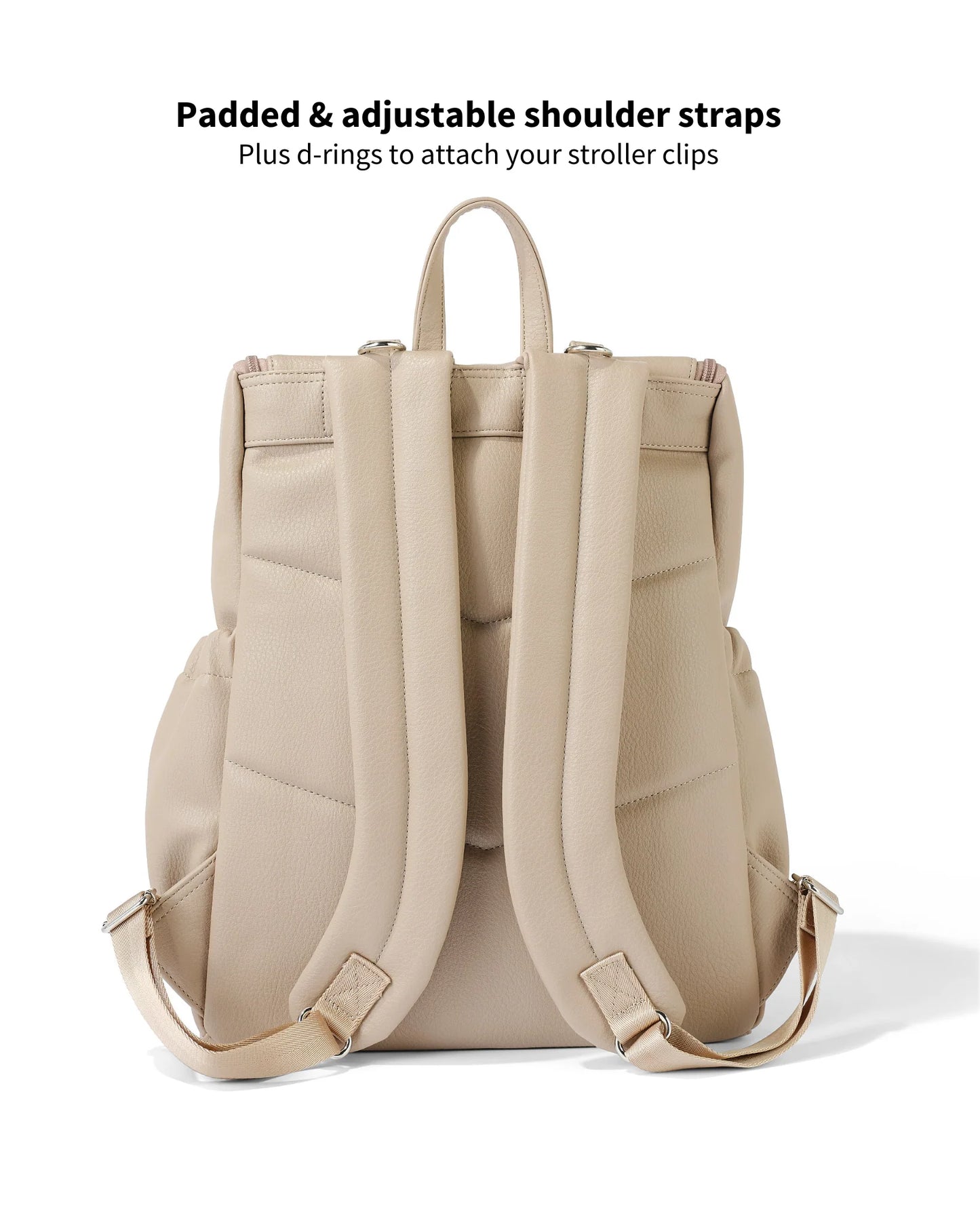 Dimple Faux Leather Nappy Backpack - Oat