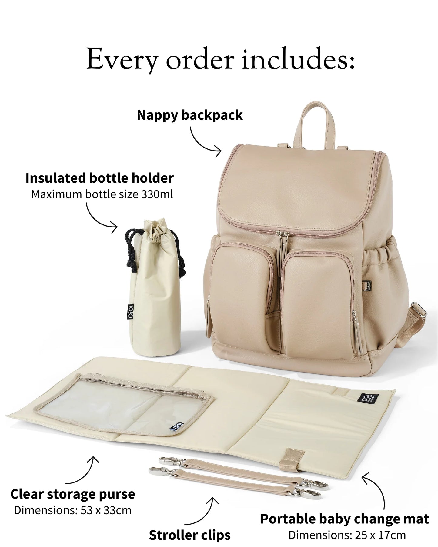 Dimple Faux Leather Nappy Backpack - Oat
