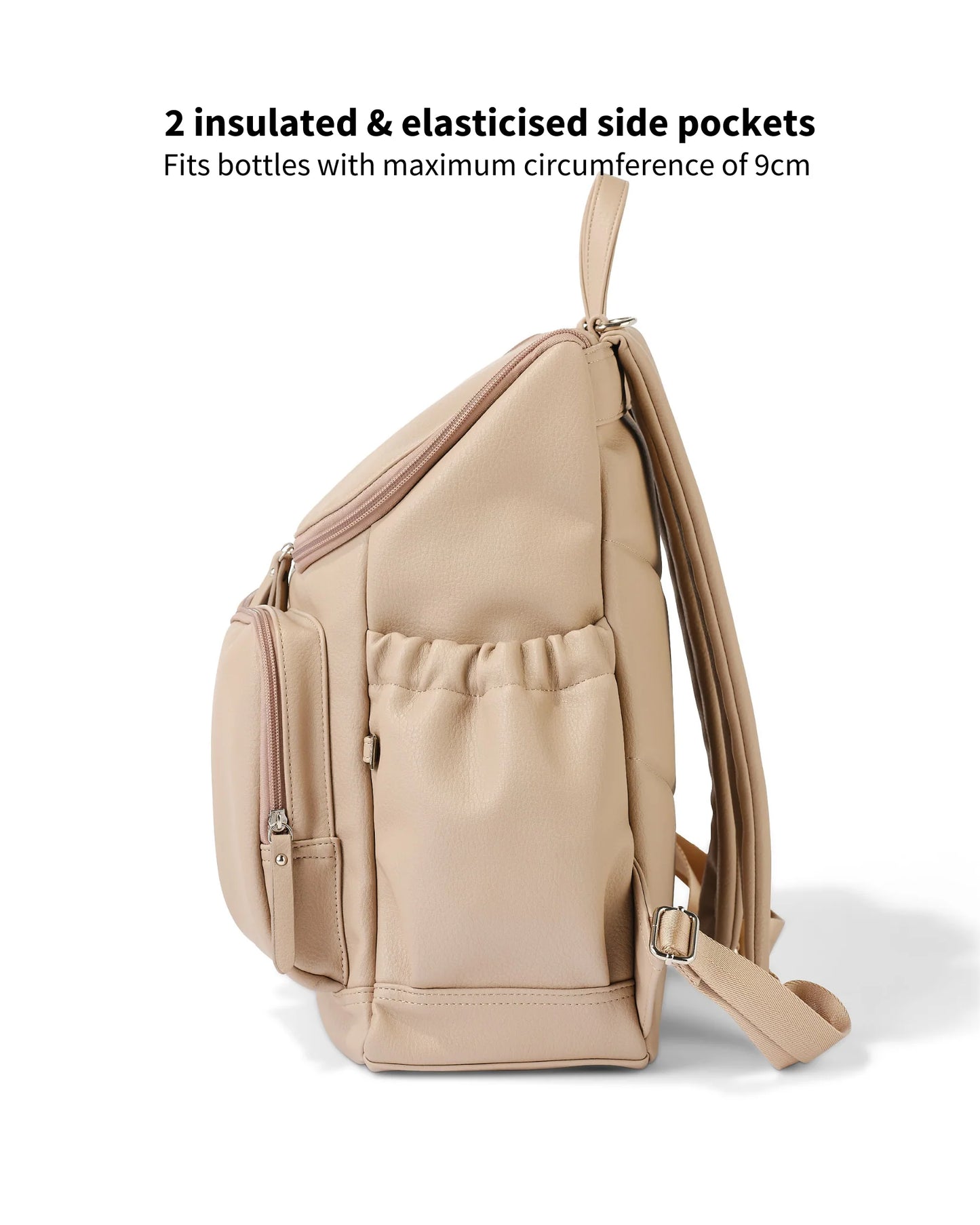 Dimple Faux Leather Nappy Backpack - Oat