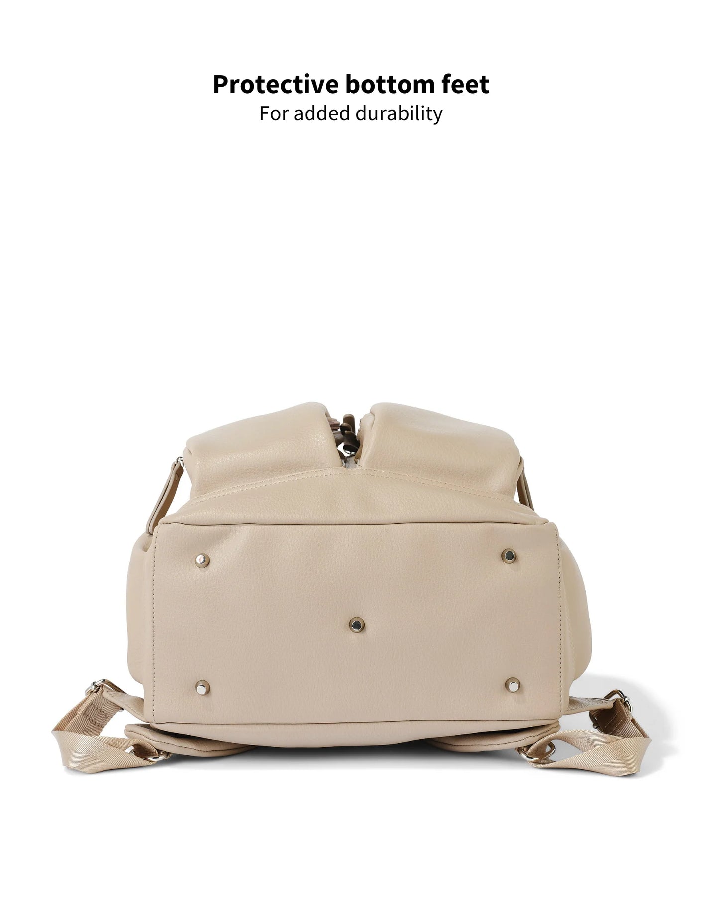 Dimple Faux Leather Nappy Backpack - Oat