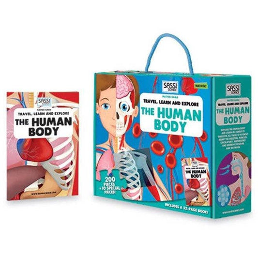 Sassi Travel, Learn and Explore - Puzzle and Book Set - The Human Body, 200 pcs