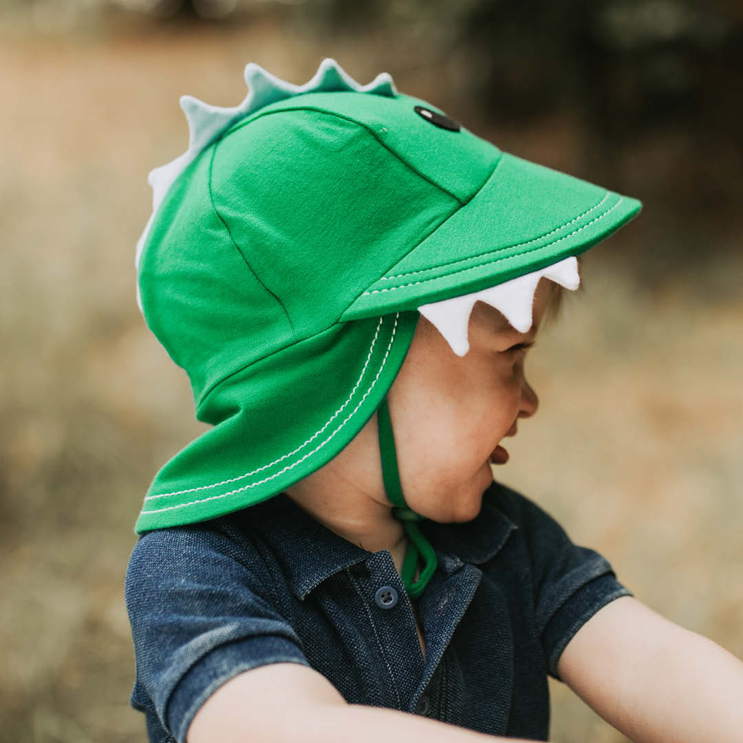 Dinosaur Legionnaire Flap Sun Hat - Green