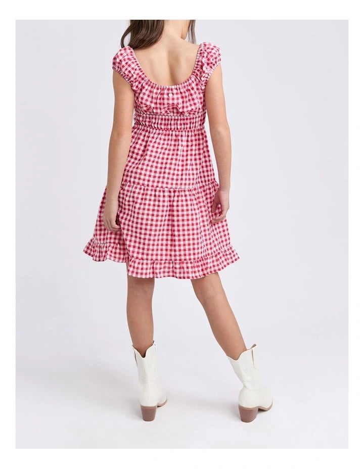Elsa Gingham Dress in Red (Size 8-14)