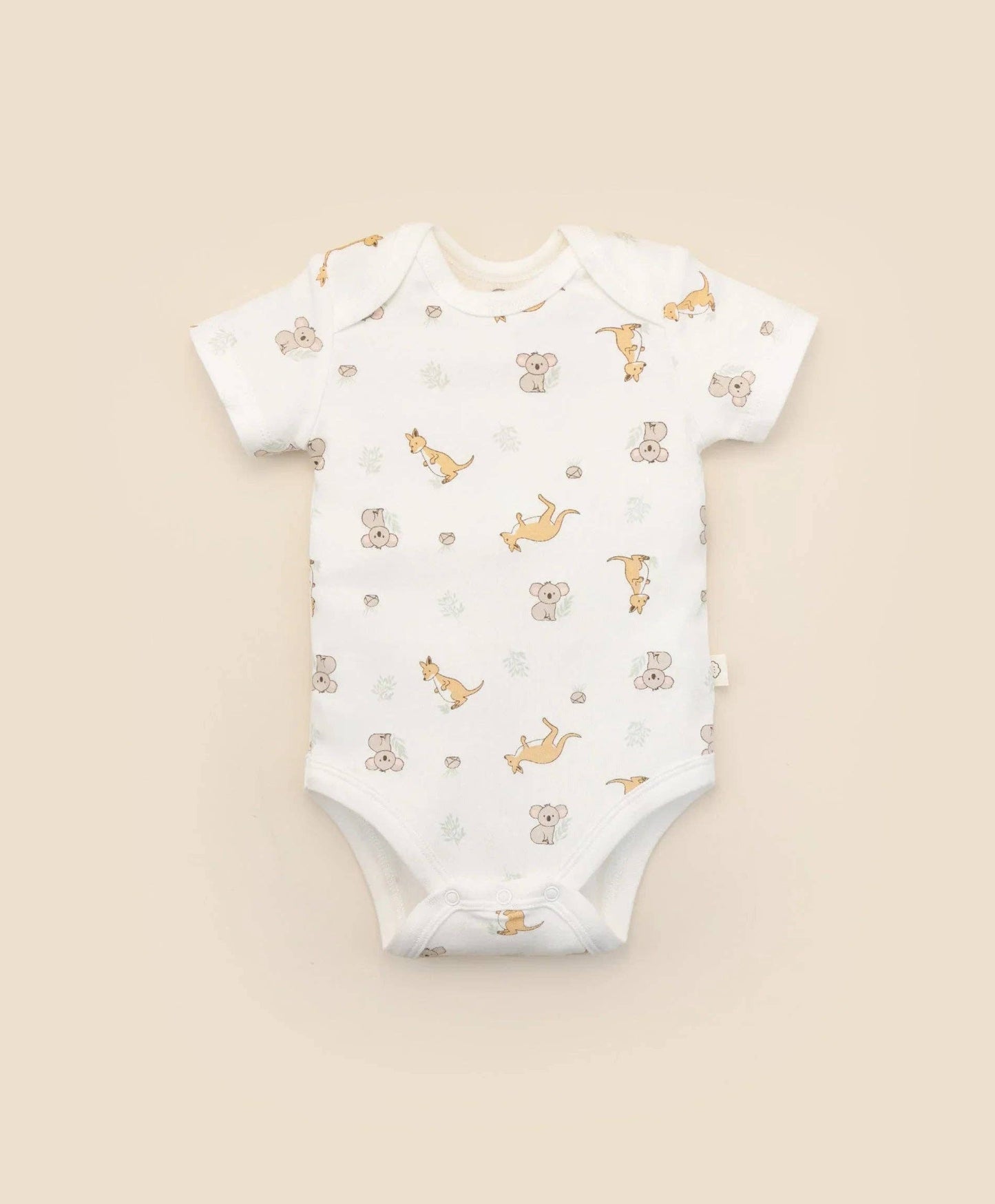 Organic Cotton Baby Short Sleeve Bodysuit - Kangaroo & Koala