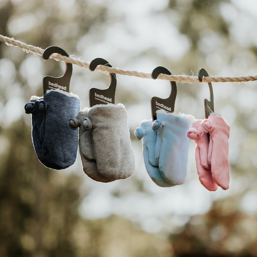 Fleecy Baby Mittens - Baby Blue Marle