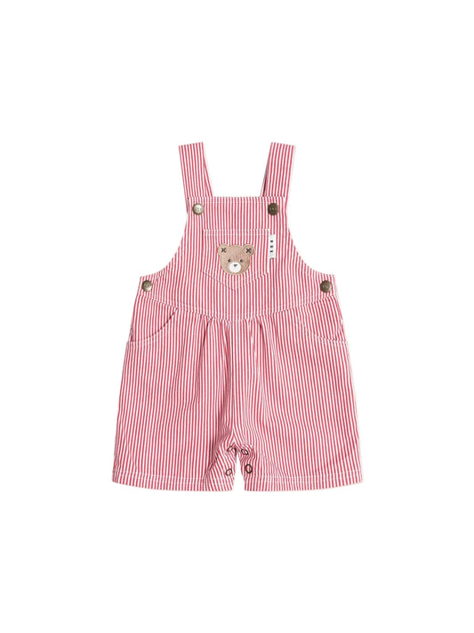 Chill Red Stripe Short Overalls