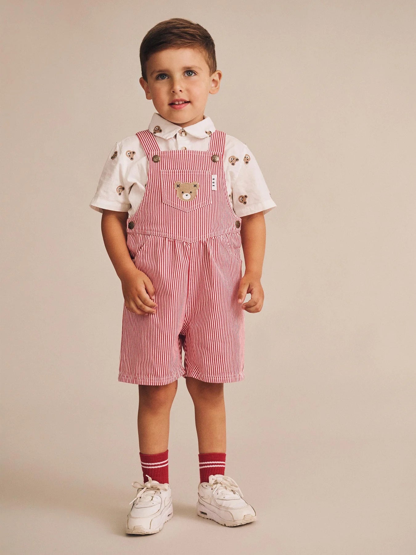 Chill Red Stripe Short Overalls