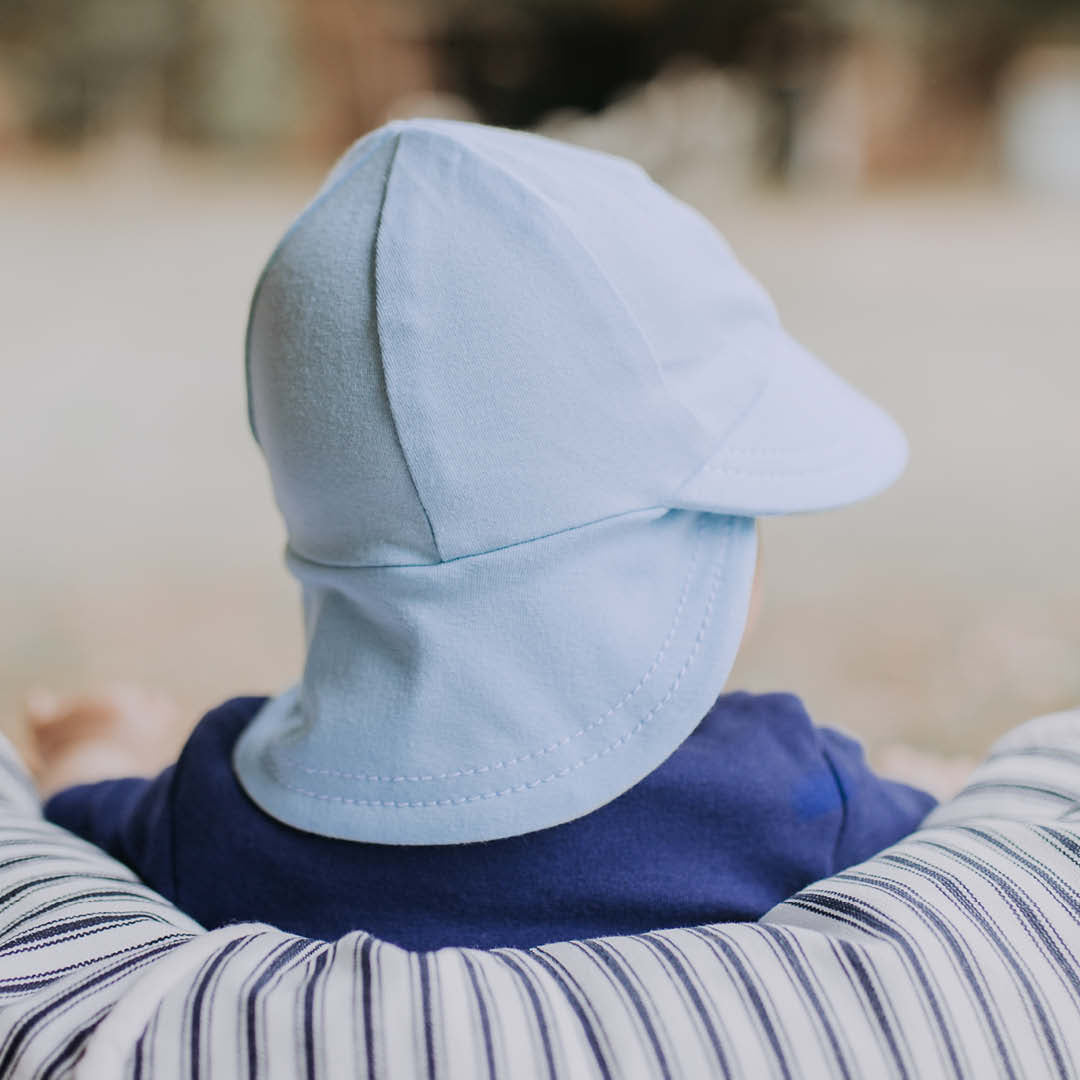 Baby Legionnaire Hat with Strap in Baby Blue in Size 0-3m
