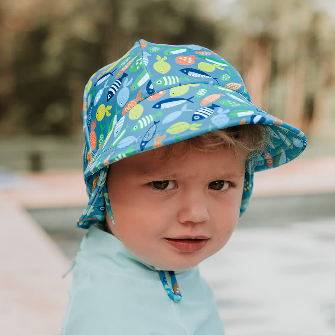Kids Swim Legionnaire Flap Beach Hat - Pisces