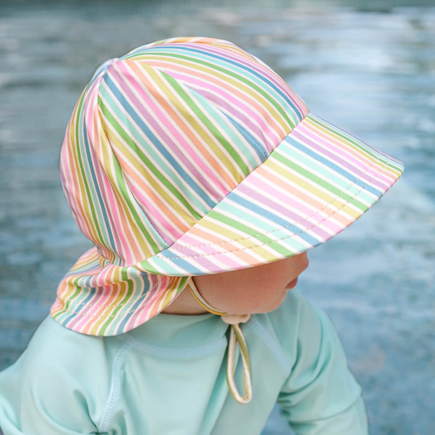 Kids Swim Legionnaire Beach Hat - Rainbow Stripe